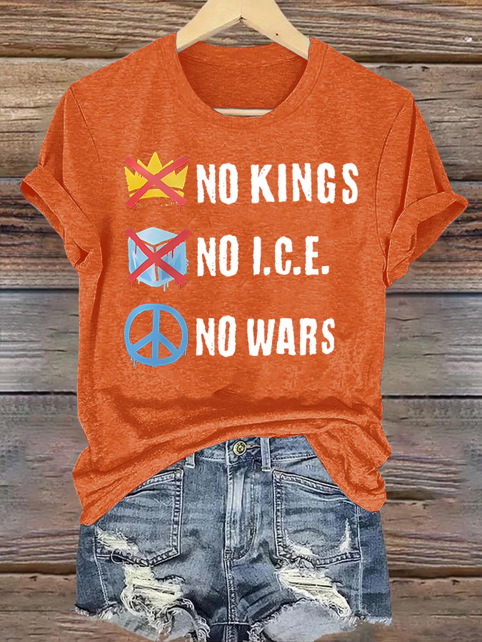 🔥Buy 3 Get 15% Off🔥Women's  No Kings  Print  T-Shirt