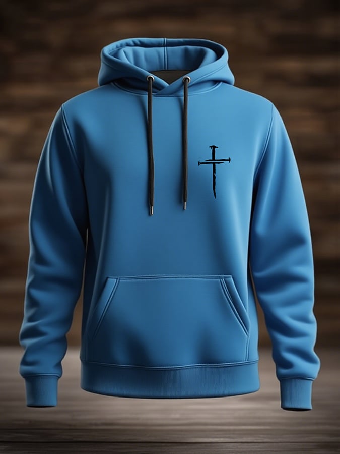 Men's Casual Retro Contrast Color Faith Hoodie