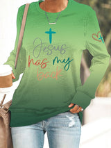 Women's Jesus Has My Back Print  Sweatshirts