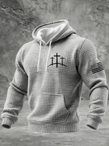 Men's Faith Print Checkered Fabric Hooded Sweatshirt