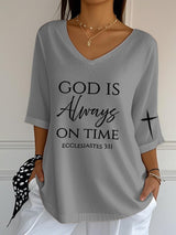 Women's Retro God Is Always On Time Print T-Shirt