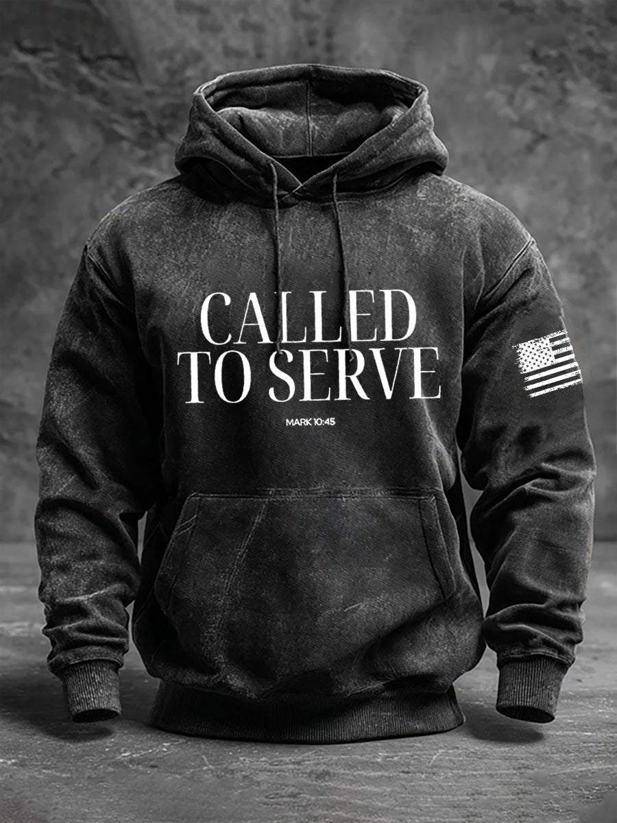 Men's Called To Serve – Mark 10:45 Faith Print Hoodie