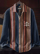 🔥Buy 3 Get 15% Off🔥Men's Faith Cross Print Waffle Shirt