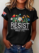 🔥Buy 3 Get 15% Off🔥Retro Resist No Kings In America Since 1776 Print T-Shirt