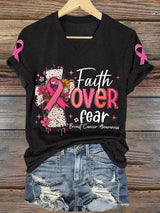 Women'S Casual Breast Cancer Awareness Faith Short Sleeve T-Shirt