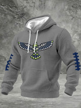 Men's Football Printed Plaid Fabric Hooded Sweatshirt