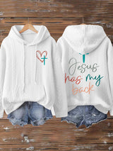 Women's Jesus Has My Back Print  Sweatshirts