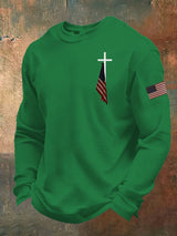 Men's Cross Print Casual Waffle T-Shirt