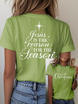 Women's Christmas Christ Jesus is the Reason for the Season Print Casual T-shirt