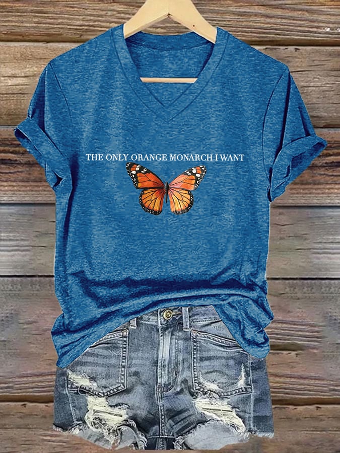 🔥Buy 3 Get 15% Off🔥V-Neck Retro We Only Need One Monarch And It's A Butterfly Print T-Shirt