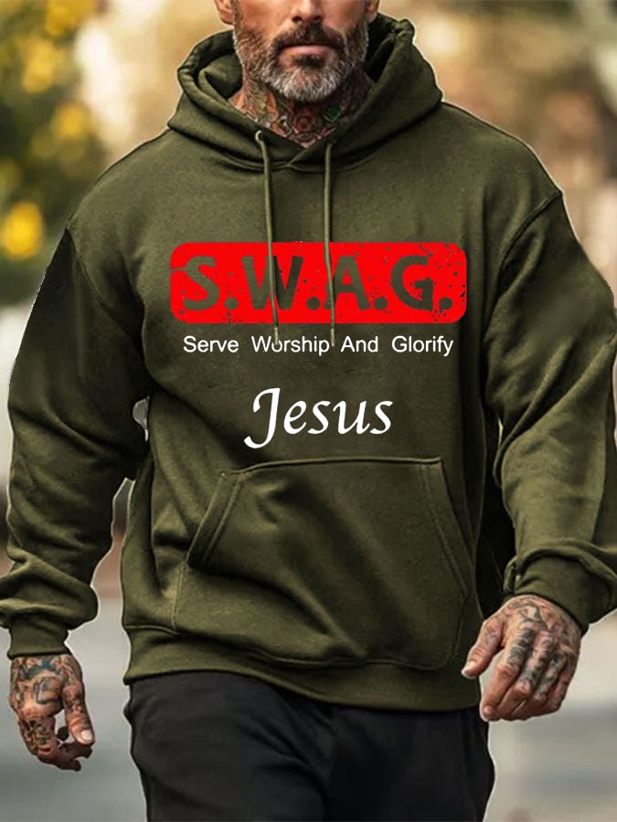 Men's Serve Worship And Glorify Printed Hoodie