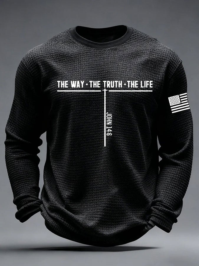 Men's Casual Faith Printed Long-Sleeved Top