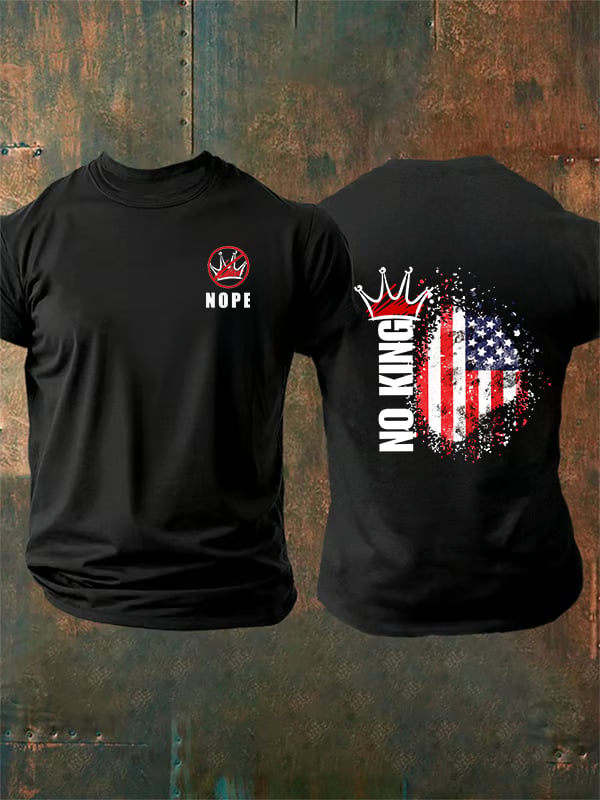🔥Buy 3 Get 15% Off🔥Men's  NOPE No King American Flag Print T-Shirt