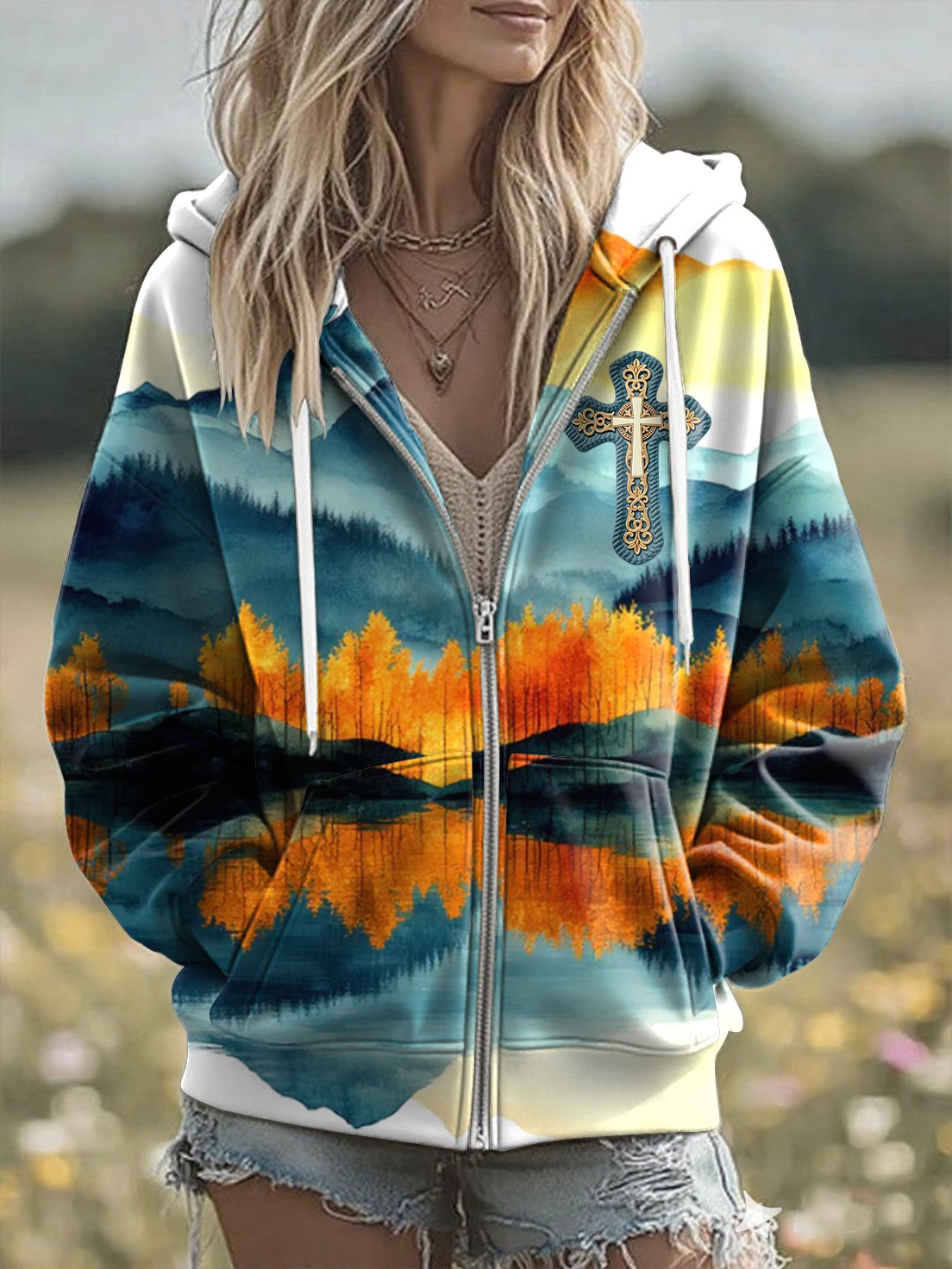 Women'S Casual Autumn Faith Print Hoodie