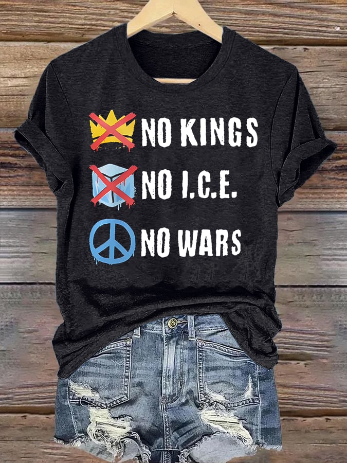 🔥Buy 3 Get 15% Off🔥Women's  No Kings  Print  T-Shirt