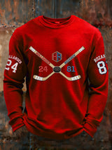 Men's Retro Hockey Printed Casual Long-Sleeved Top