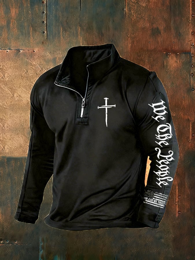 Men's Vintage Faith Cross Print Sweatshirt
