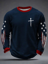 Men's Waffle Print Long-Sleeve T-Shirt