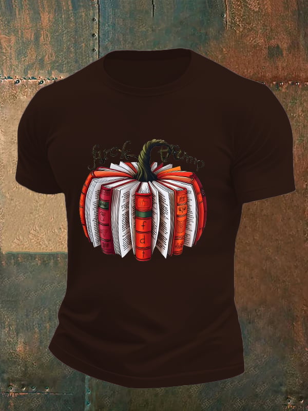 🔥Buy 3 Get 15% Off🔥Men's  Fall Book Pumpkin DTF transfer - FDT, Fall Aesthetic print  T-Shirt