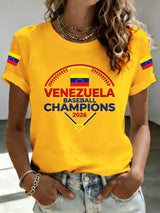 Women's Venezuela Baseball Champion Print Short-Sleeve T-Shirt