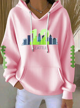 Women's Rugby Print Casual Hoodie