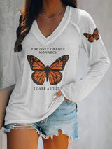 🔥Buy 3 Get 15% Off🔥V-neck Retro The Only Orange Monarch I Care About Print T-Shirt