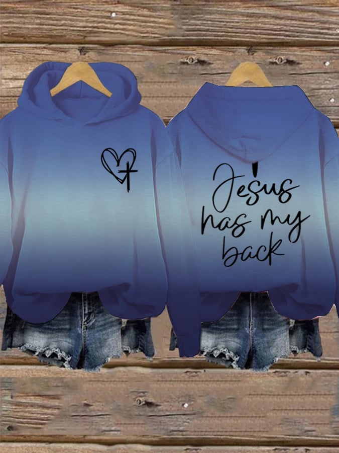 Women's Jesus Has My Back Print  Sweatshirts