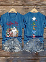 V-Neck Retro Christmas The Most Wonderful Time Of The Year Print T-Shirt