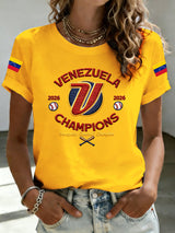 Women's Venezuela Baseball Champion Print Short-Sleeve T-Shirt